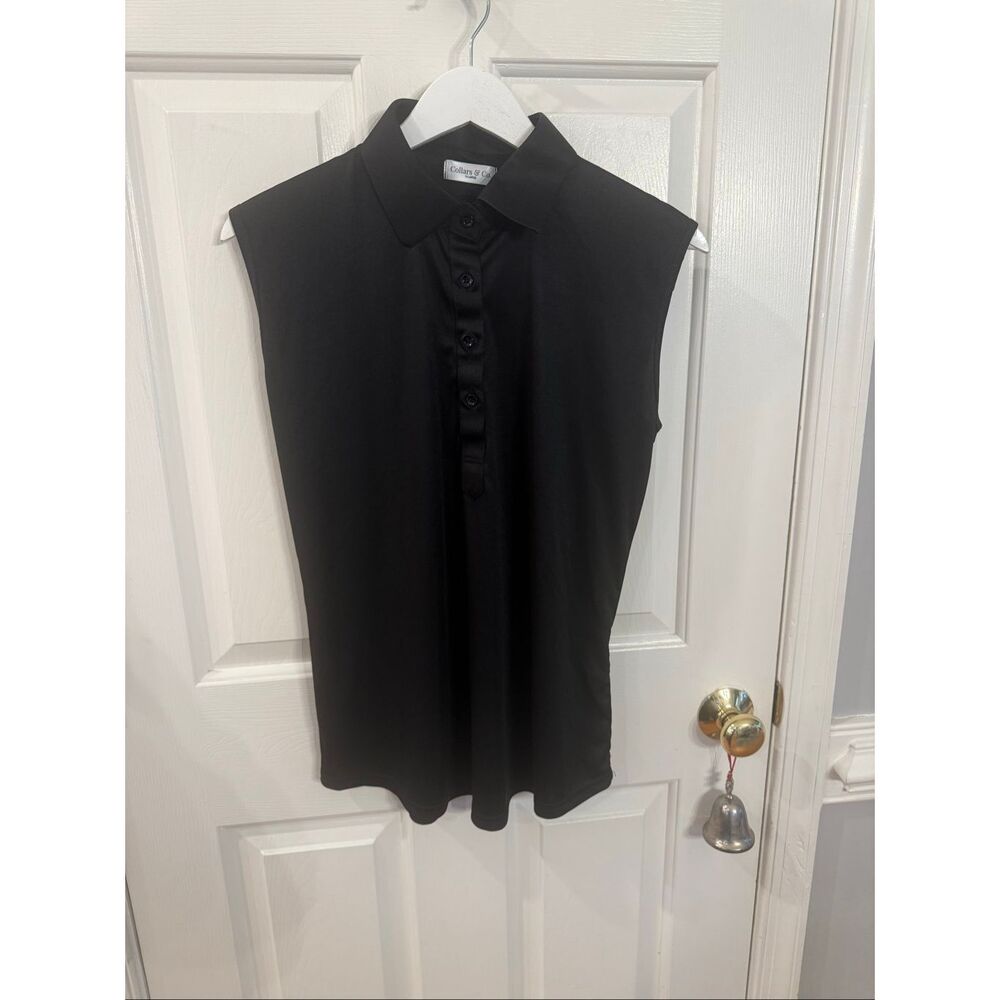 Collars & Co. Ladies Black Sleeveless Dress Collar Polo Shirt sz XL NWOT